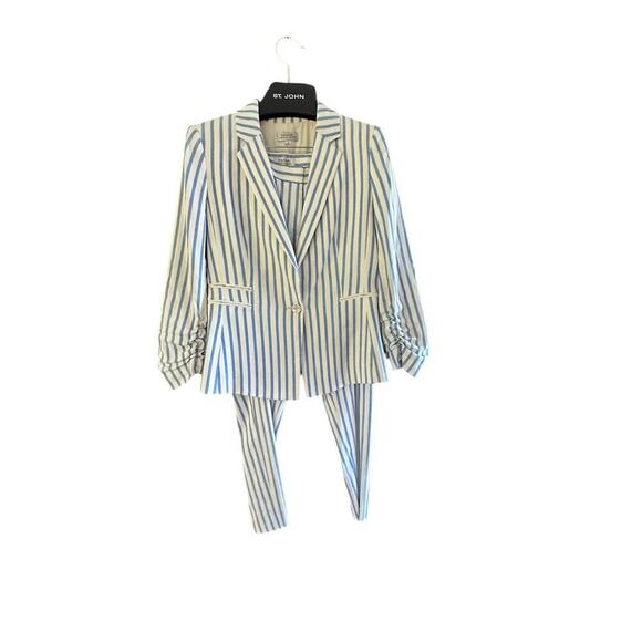 Tahari Arthur S. Levine Striped Notch Collar Blazer & Pant 2-Piece Suit Size 10 - Picture 4 of 16